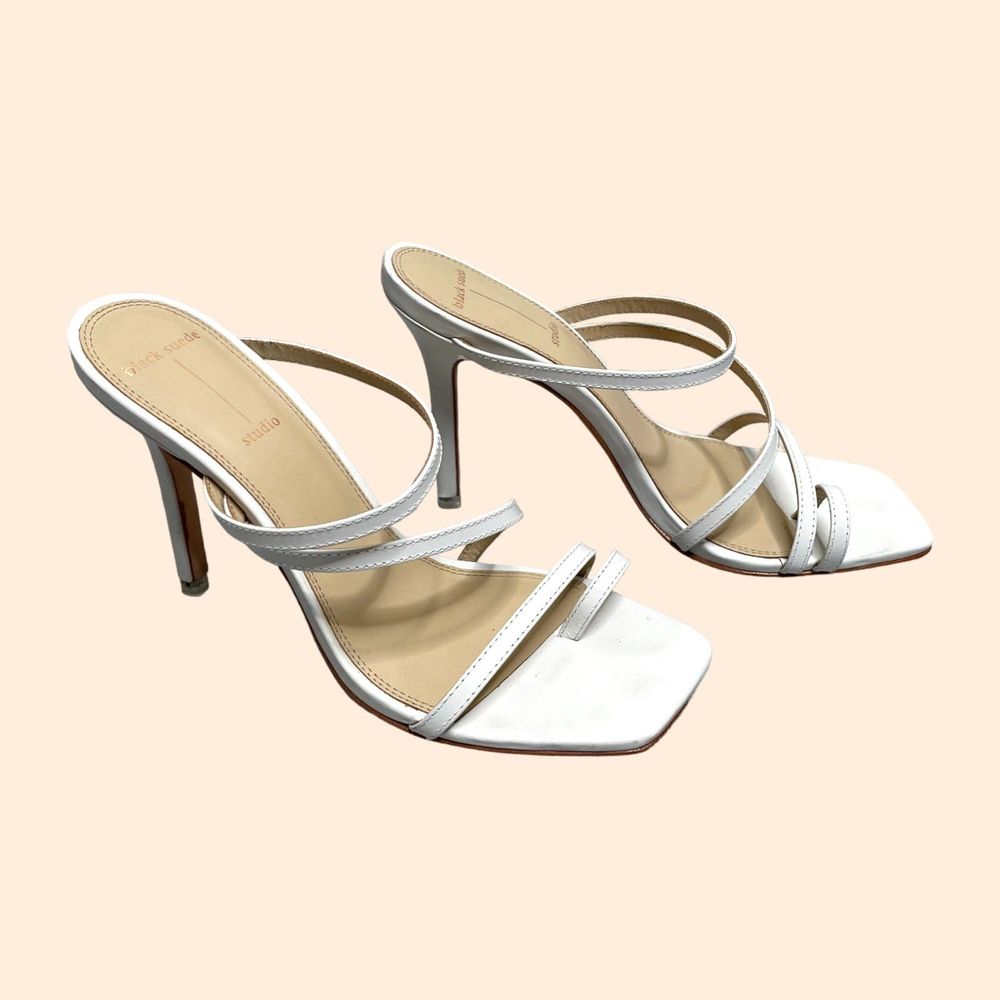 Black Suede Studio Cindy White Sandals